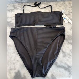 Sanctuary Black Bandeau XL Ribbed Swimwear Set BNWT